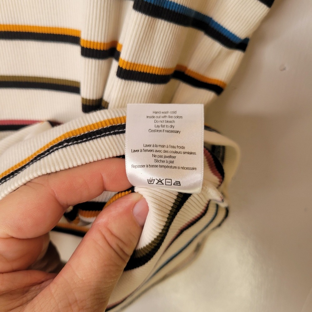Veronica Beard Jean MultiColor Striped Ruffle Sleeve Ribbed Top Preppy Coastal S - Picture 9 of 15